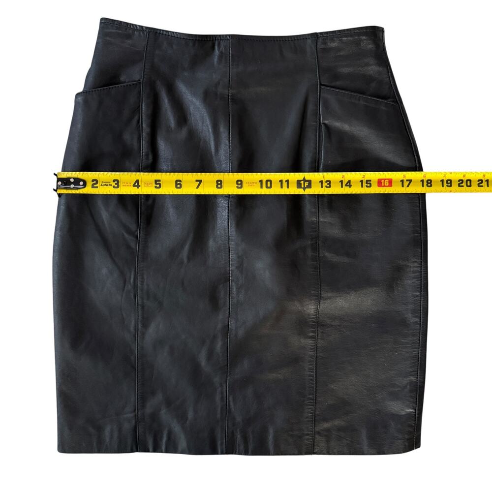 Vintage Wilsons Leather Pencil Skirt Midi Black Size 10 Y2K 90s Office Chic Goth - Picture 9 of 13